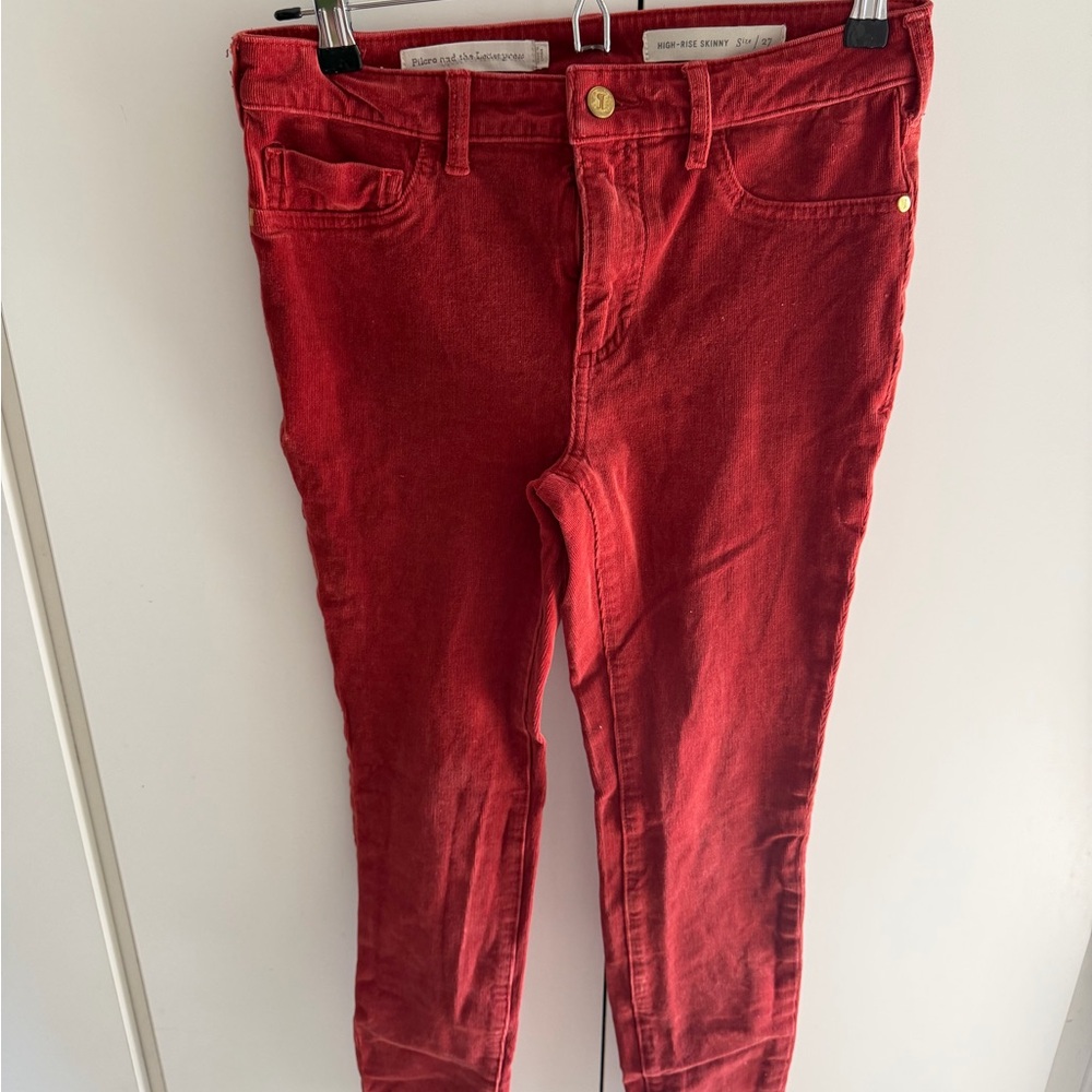 Pilcro and the Letterpress Red High-Rise Skinny Jeans